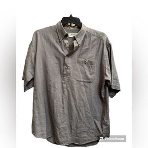 ORVIS Men's Large Shirt 1/4 Button Collared
Workwear Twill Cotton Angler Fishing